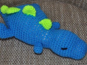 Crochet Sleepy Dinosaur Toy | Blue/Green