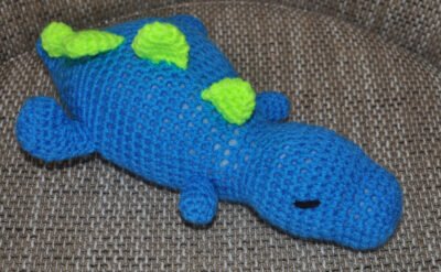 Crochet Sleepy Dinosaur Toy | Blue/Green