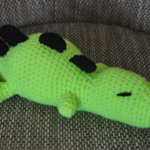 Crochet Sleepy Dinosaur Toy | Black/Green