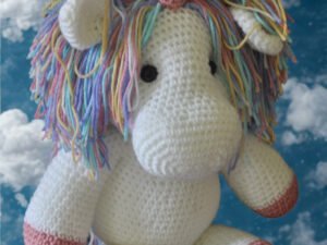 Crochet Large Unicorn Toy | Pink/White