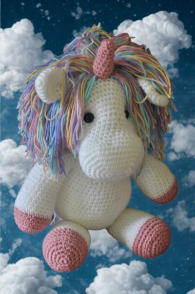 Crochet Large Unicorn Toy | Pink/White