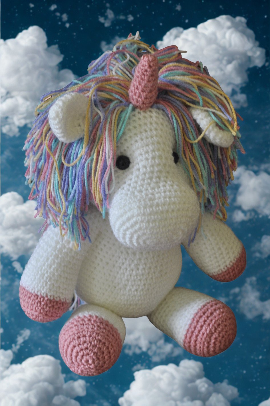Crochet Large Unicorn Toy | Pink/White