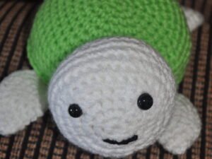Crochet Turtle Toy | White/Lime