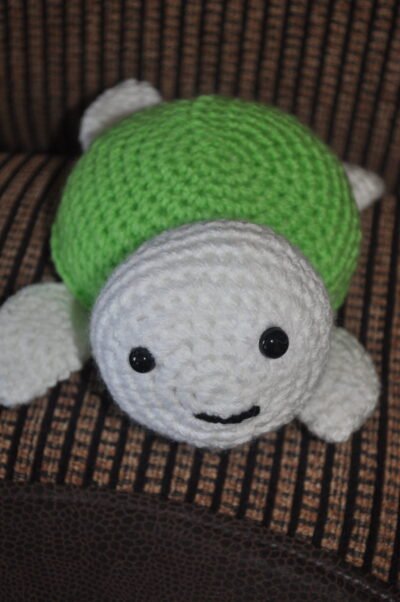 Crochet Turtle Toy | White/Lime