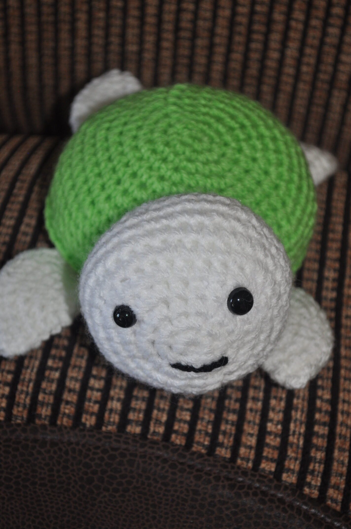Crochet Turtle Toy | White/Lime