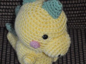 Crochet Baby Dinosaur Toy | Green/Lemon