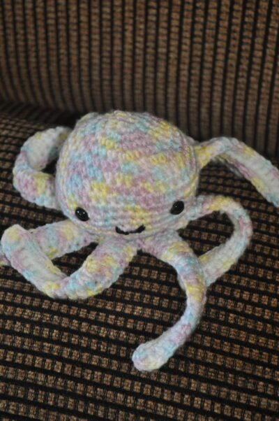 Crochet Baby Octopus Toy | light multi / white